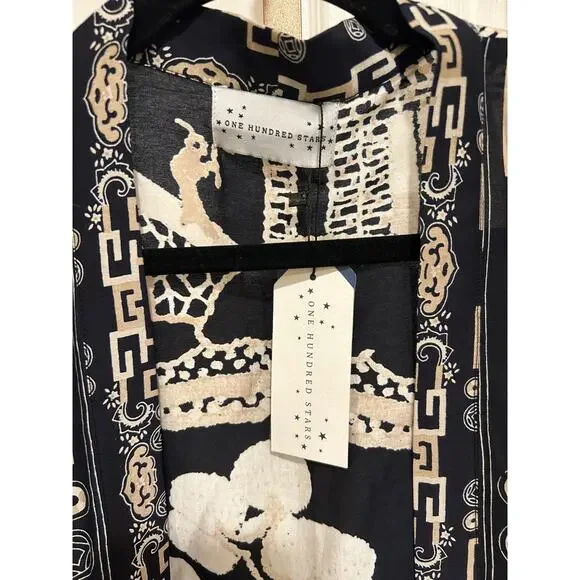 One Hundred Stars Print Cardigan Kimono, Giant Willow Black, One Size, NWT - Picture 5 of 8